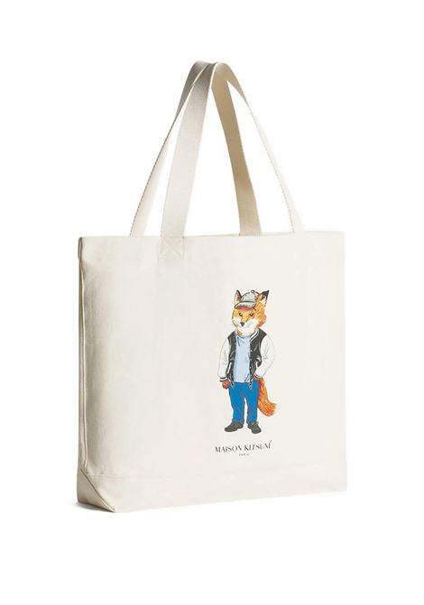 dressed fox tote bag unisex ecru MAISON KITSUNÉ | PM05107WW9042P700